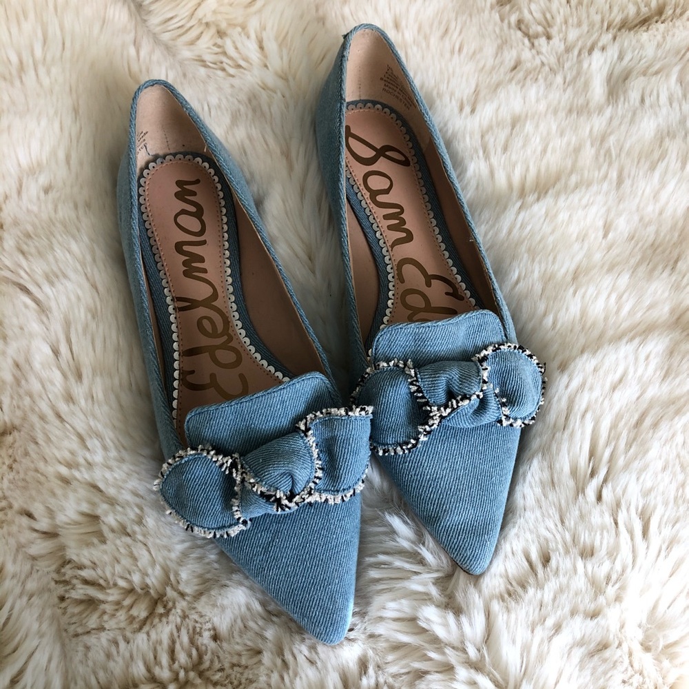 Sam Edelman light blue denim pointed flats sz 7.5